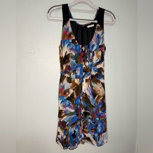 Broadway & Broome blue and‎ red floral print sleeveless silk mini dress